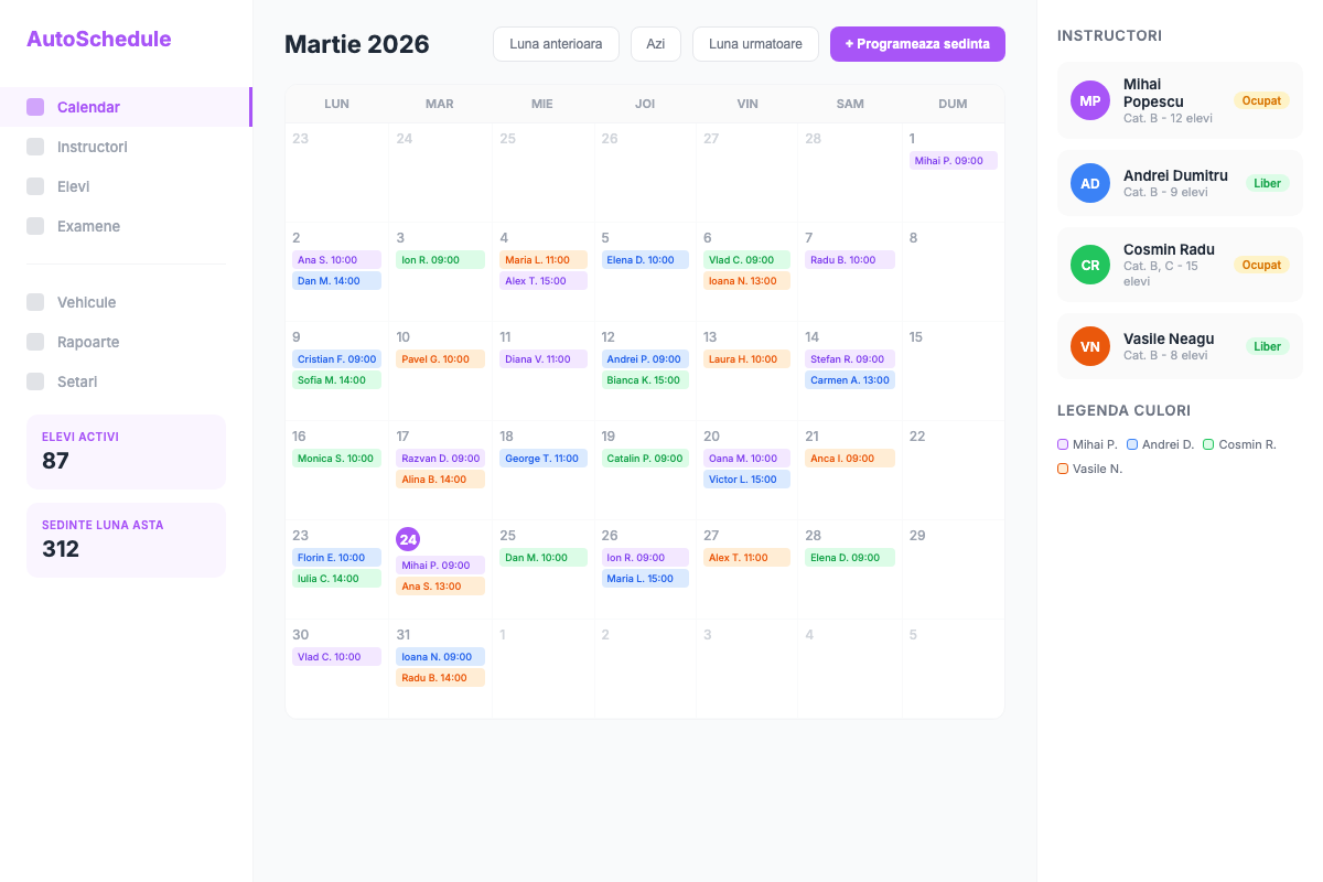 AutoSchedule dashboard